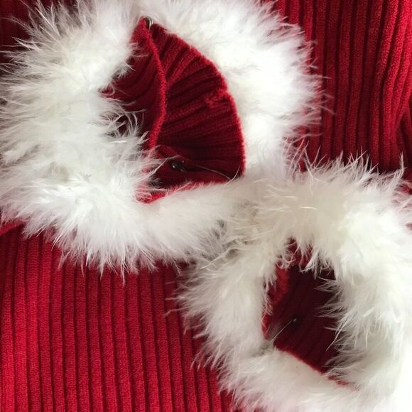 Vintage Y2K Red Preppy Coquette Knit Off-Shoulder Fitted Ribbed Sweater / Small - Picture 5 of 7